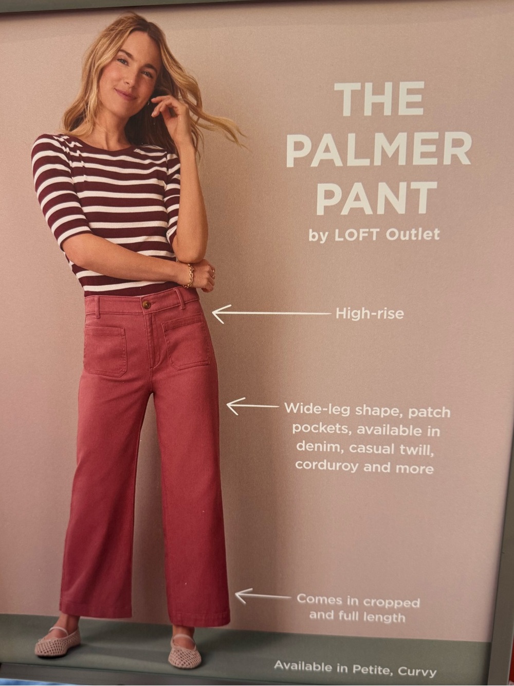LOFT Faded Red/Spiced Orange Cropped Wide-Leg Jeans 12P